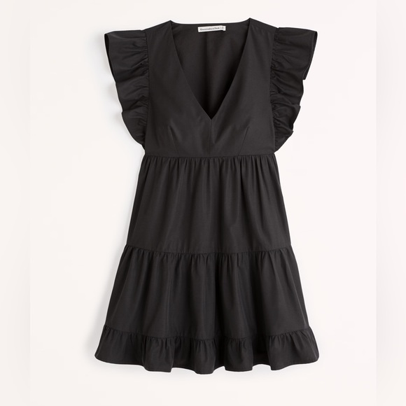 Abercrombie Black flutter sleeve tiered mini dress! Size 3X! 🖤 - Picture 2 of 3